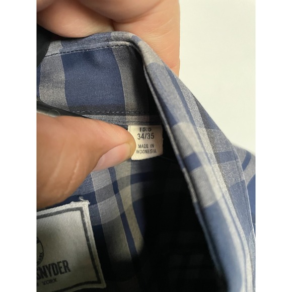 Todd Snyder Shirt Mens 15.5 Blue Gray Plaid Long Sleeve Button Up Melange Yarn - Picture 5 of 9